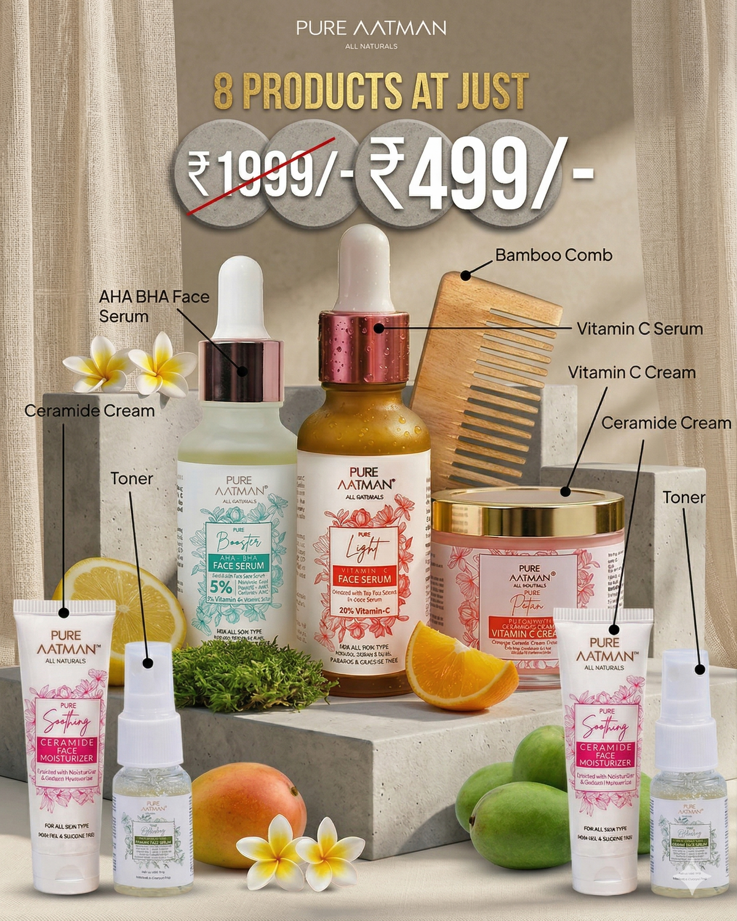 Pure Aatman All Naturals – Complete Skincare & Self-Care Kit (8 Products)