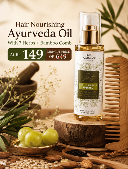 Pure Aatman Hair Growth Oil  + Neem Comb Combo – Natural Hair Care Set