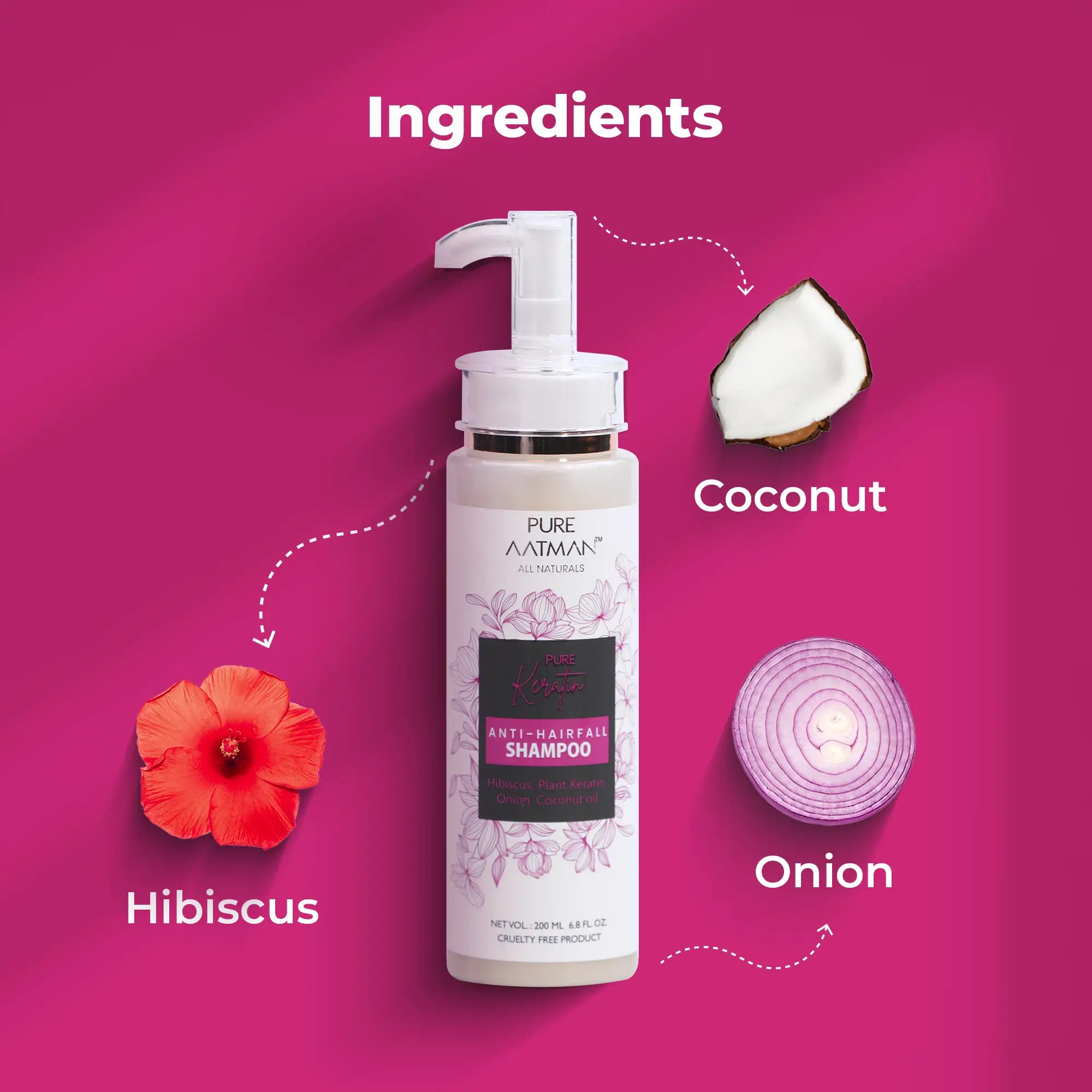 Keratin Hair Fall Shampoo for Hair Growth & Hair Fall Control, with Hibiscus Oil & Plant Keratin 200ml