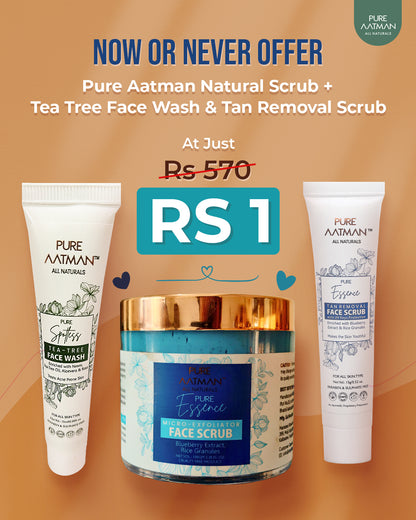 PURE AATMAN PURE RITUAL MICRO EXFOLIATOR FACE SCRUB Scrub  (100 g) + 15ML Tea Tree Face Wash & 15ML 2 in 1 Hairfall Shampoo