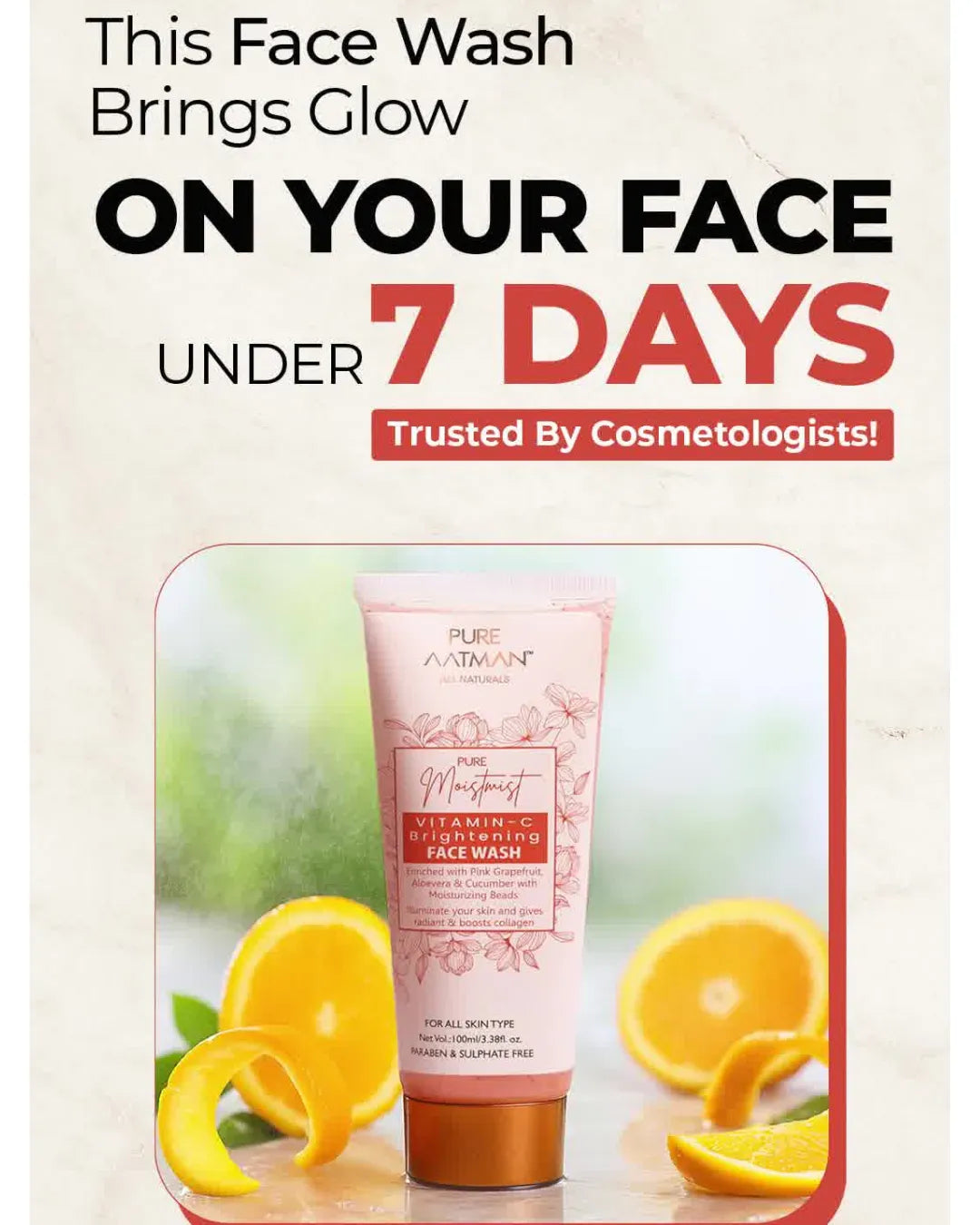 Vitamin C Face Wash with Pink Grape Fruit | Paraben & Sulphate FREE | Face Wash for Brightening and Clear Skin , 100ml
