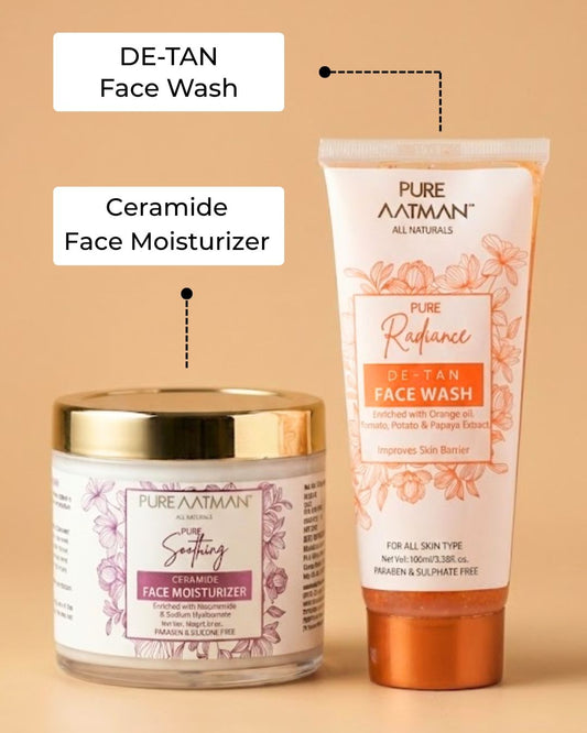 The Ultimate Glow & Restore Duo Pure Aatman De-Tan Face Wash + Soothing Ceramide Moisturizer