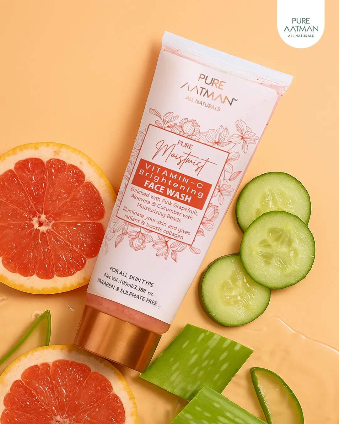 Vitamin C Face Wash with Pink Grape Fruit | Paraben & Sulphate FREE | Face Wash for Brightening and Clear Skin , 100ml