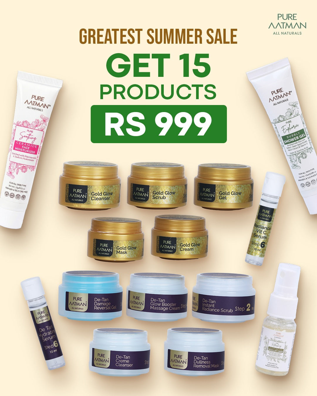 Pure Aatman Summer Skincare Mega Combo 15 PRODUCTS @999
