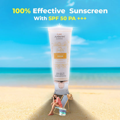 SPF 50 PA +++ UVA/UVB Sunblock Sunscreen with Bearberry Extract & lemon Oil , Lightweight, No white-cast | All Skin type | 100gm