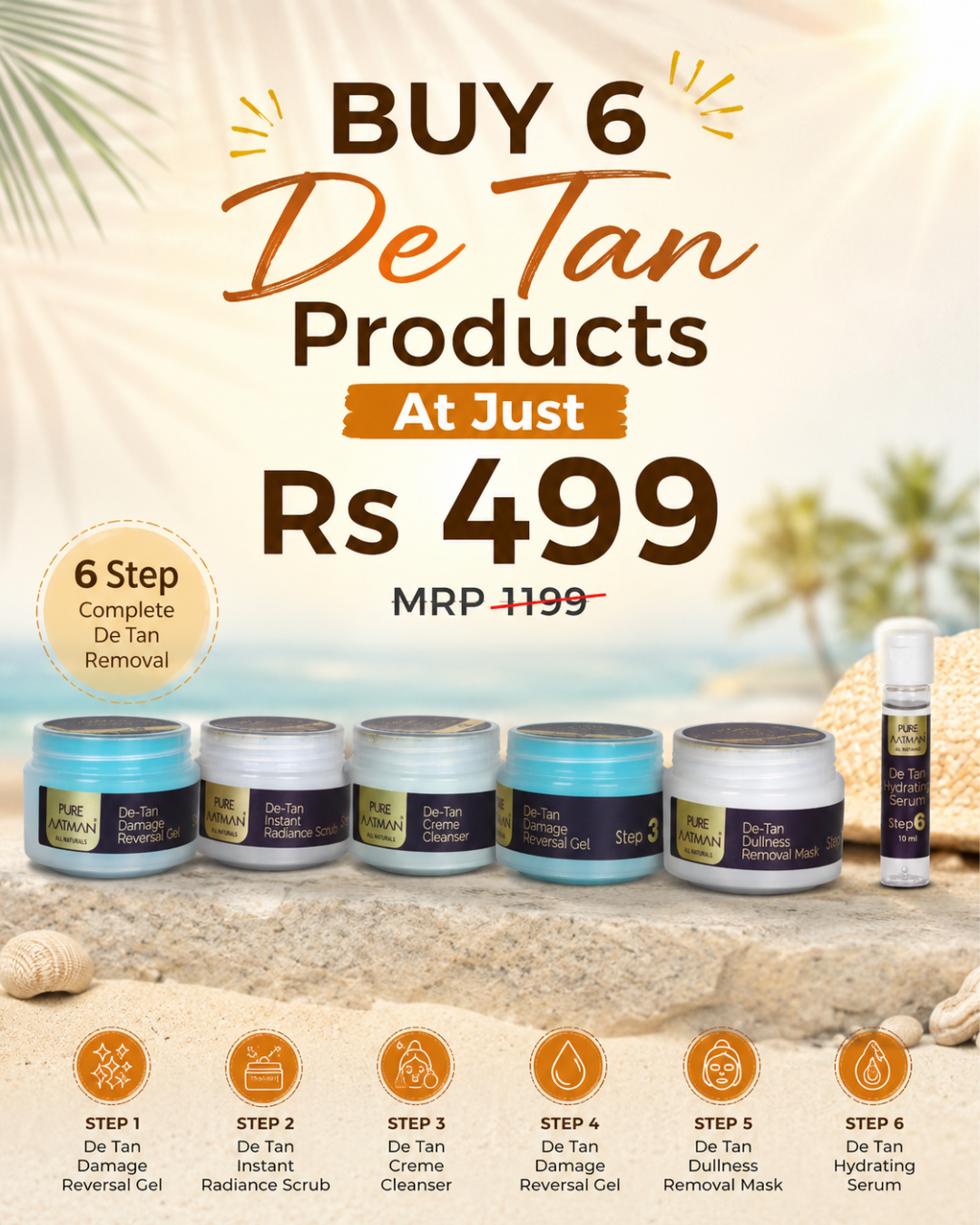 Buy 6 @499 - De-Tan 6 Step Complete De-Tan Removal Kit