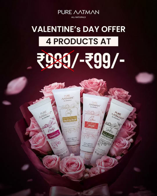 Pure Aatman Valentine’s Day Self-Care Combo (Pack of 4)  4 All-Natural Essentials at Just ₹99